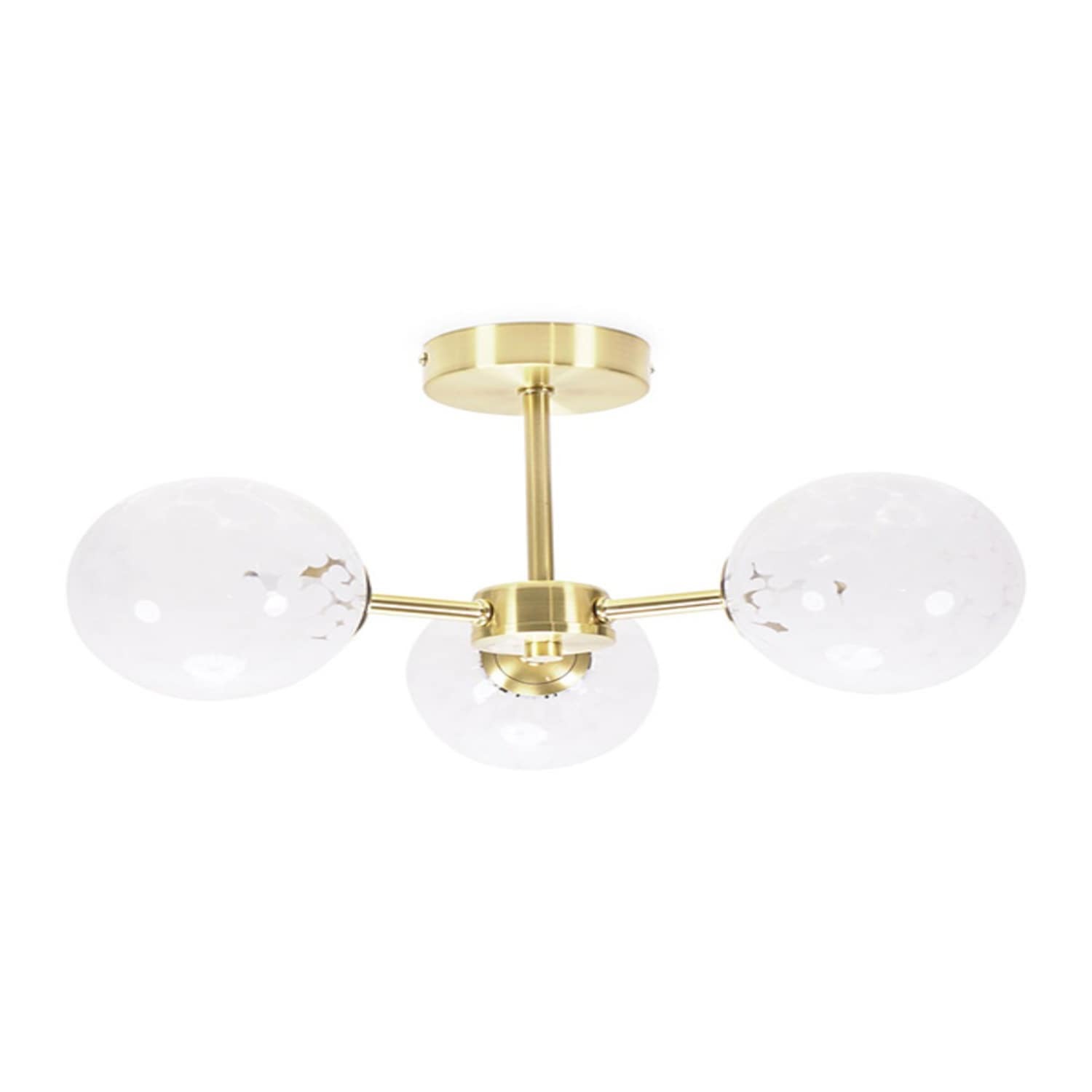Valuelights Unisex Gold India White Confetti Glass 3 Way Flush Ceiling Light W/ Led Bulbs In - Image 4
