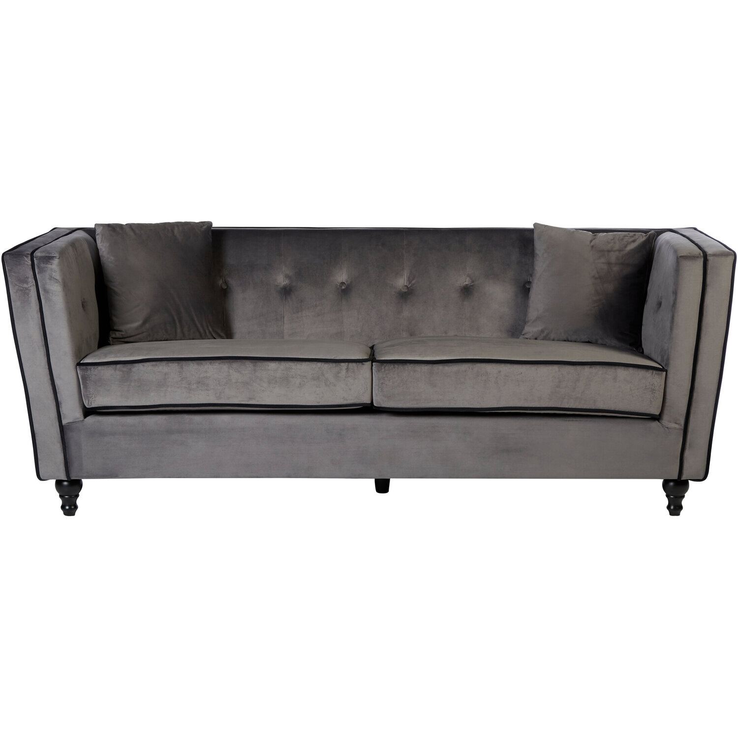 Ferris 3 Seat Grey Velvet Sofa - Grey