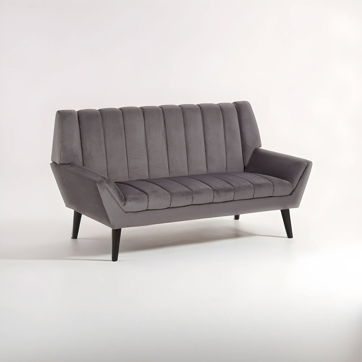 Savina 2 Seat Grey Sofa - Black