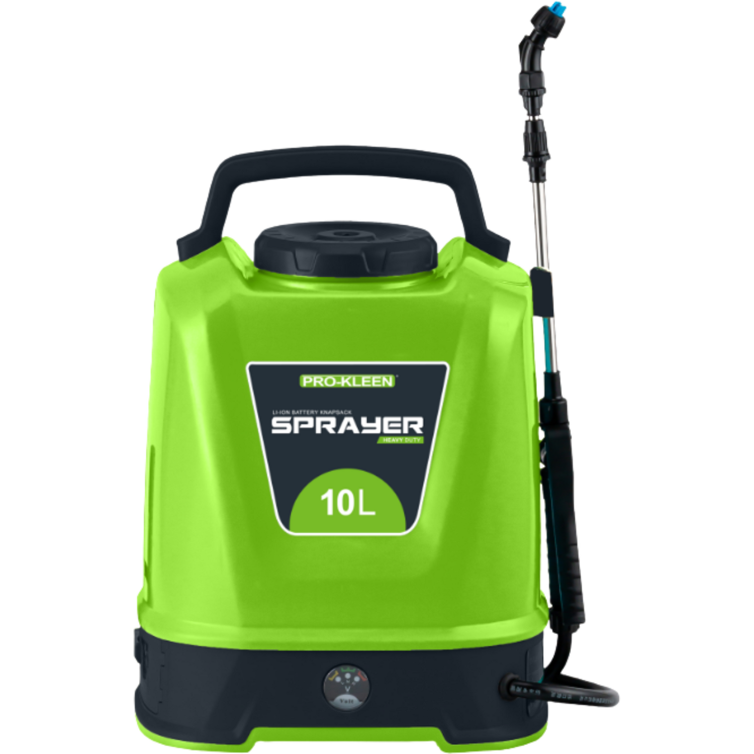 Pro-Kleen Battery Powered Knapsack Sprayer 10L, 80 Psi Backpack Sprayer With 12V Battery, 2 Nozzles, 38.1" Tel - Green / 29Cm