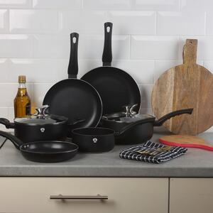 8-Piece Blauman Cookware Set With 6-Piece Utensil Set - Matt Black