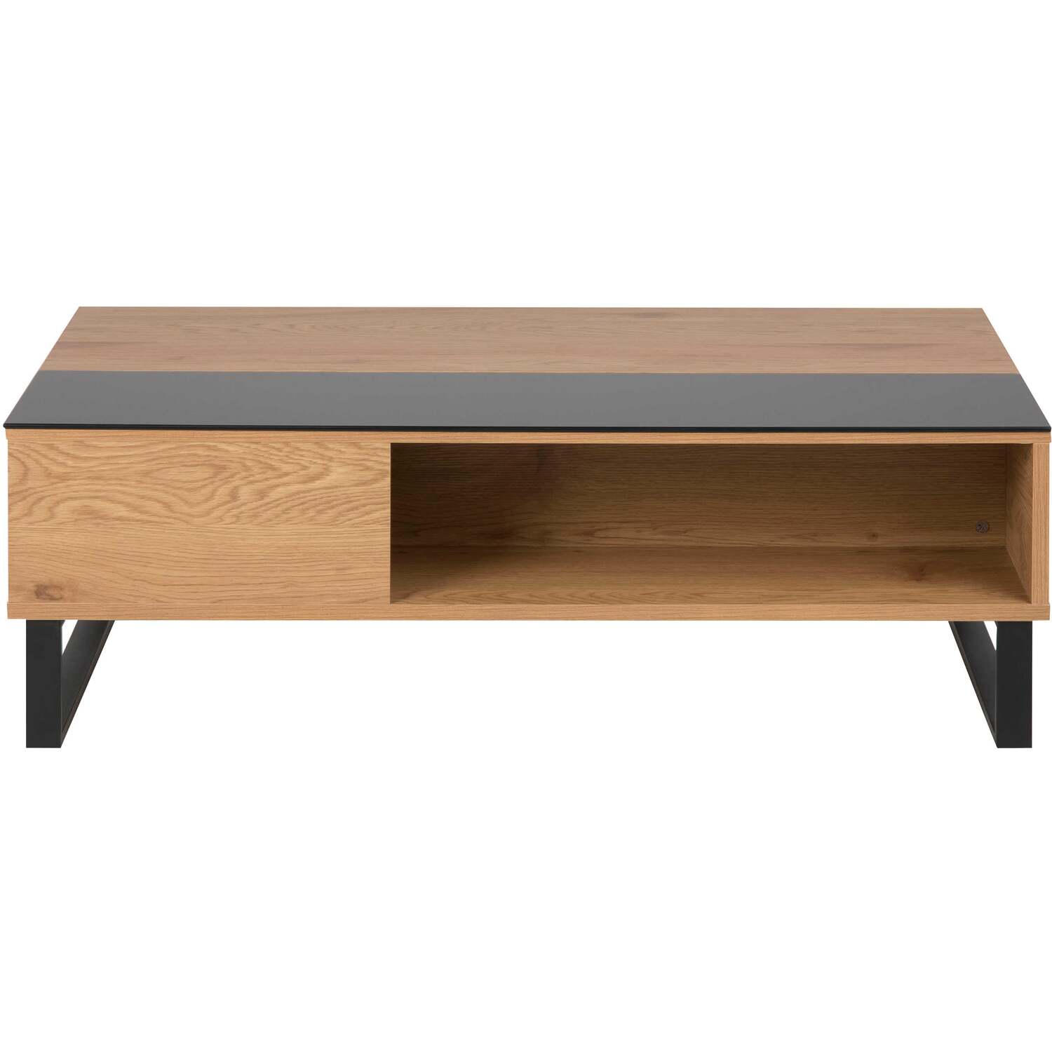Malta Lift Up Coffee Table Glass Top Effect Base - Black