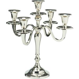 5 Arm Metal Candle Holder Candelabra - Silver