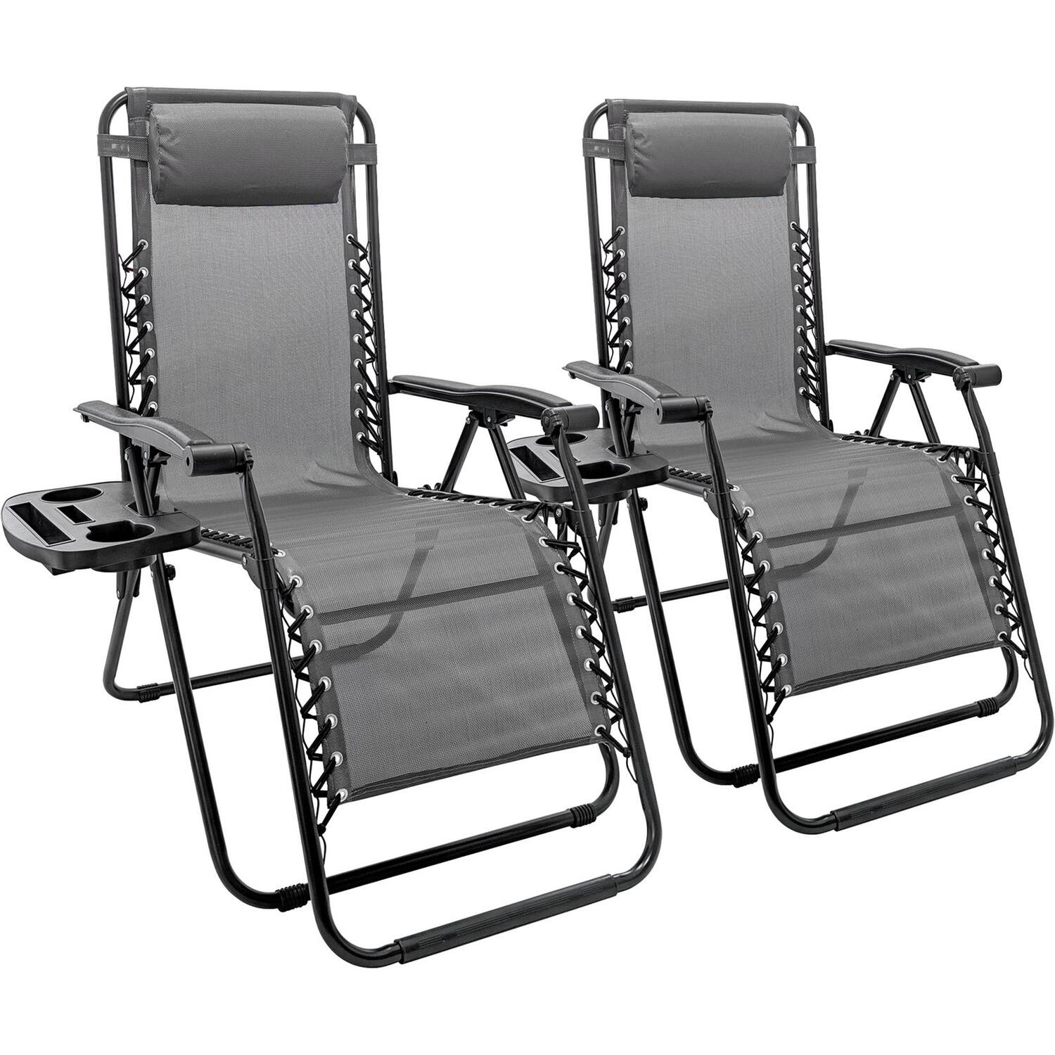 Harbour Housewares 2 Piece Zero Gravity Chair Set - Grey, Grey