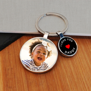 Personalised Love Daddy Charm Photo Upload Key Ring