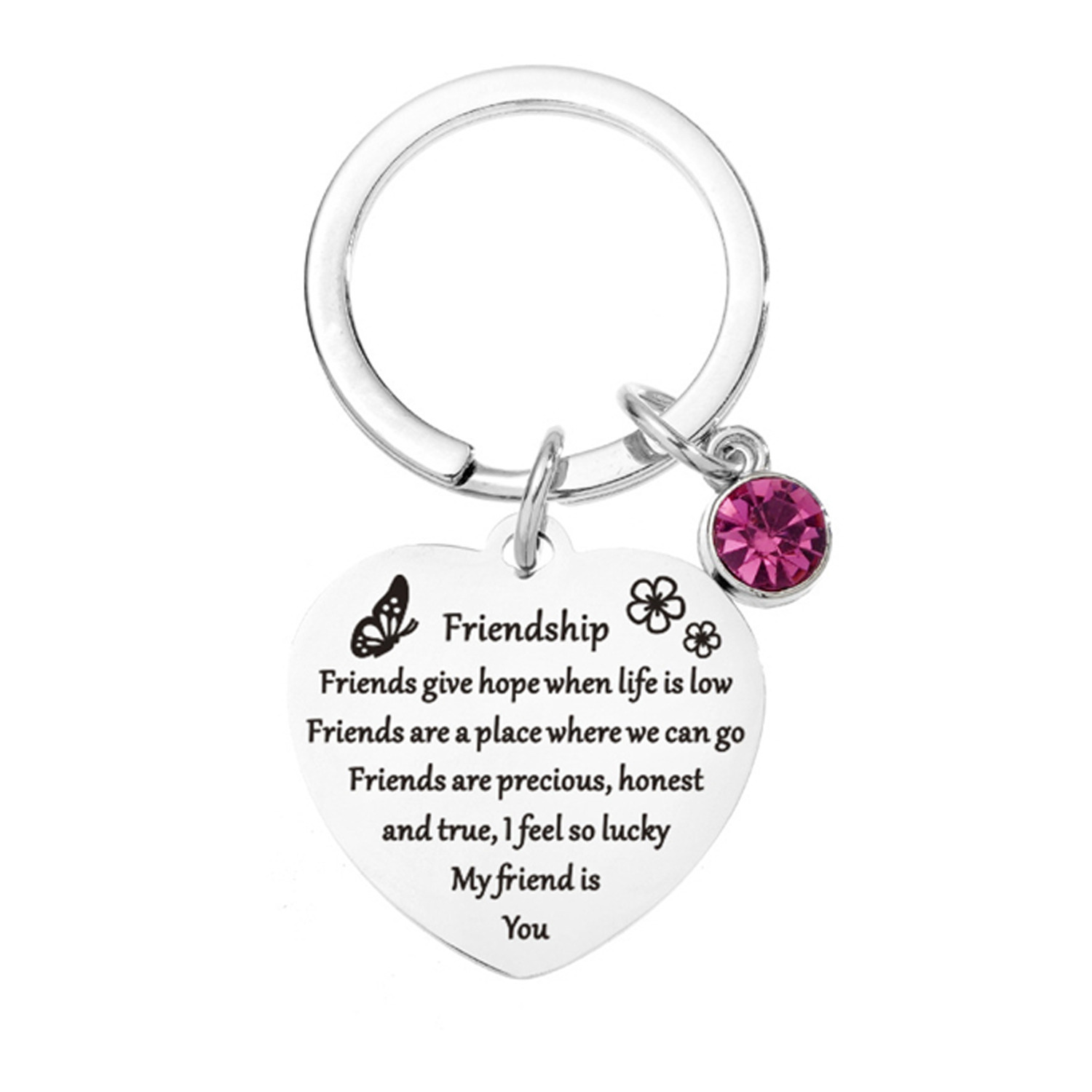 Friendship Heart Charm Keyring - Silver / Friendship