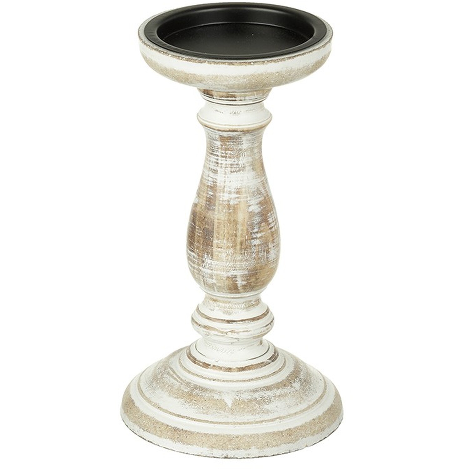 Rustic Candle Stick - Beige/White