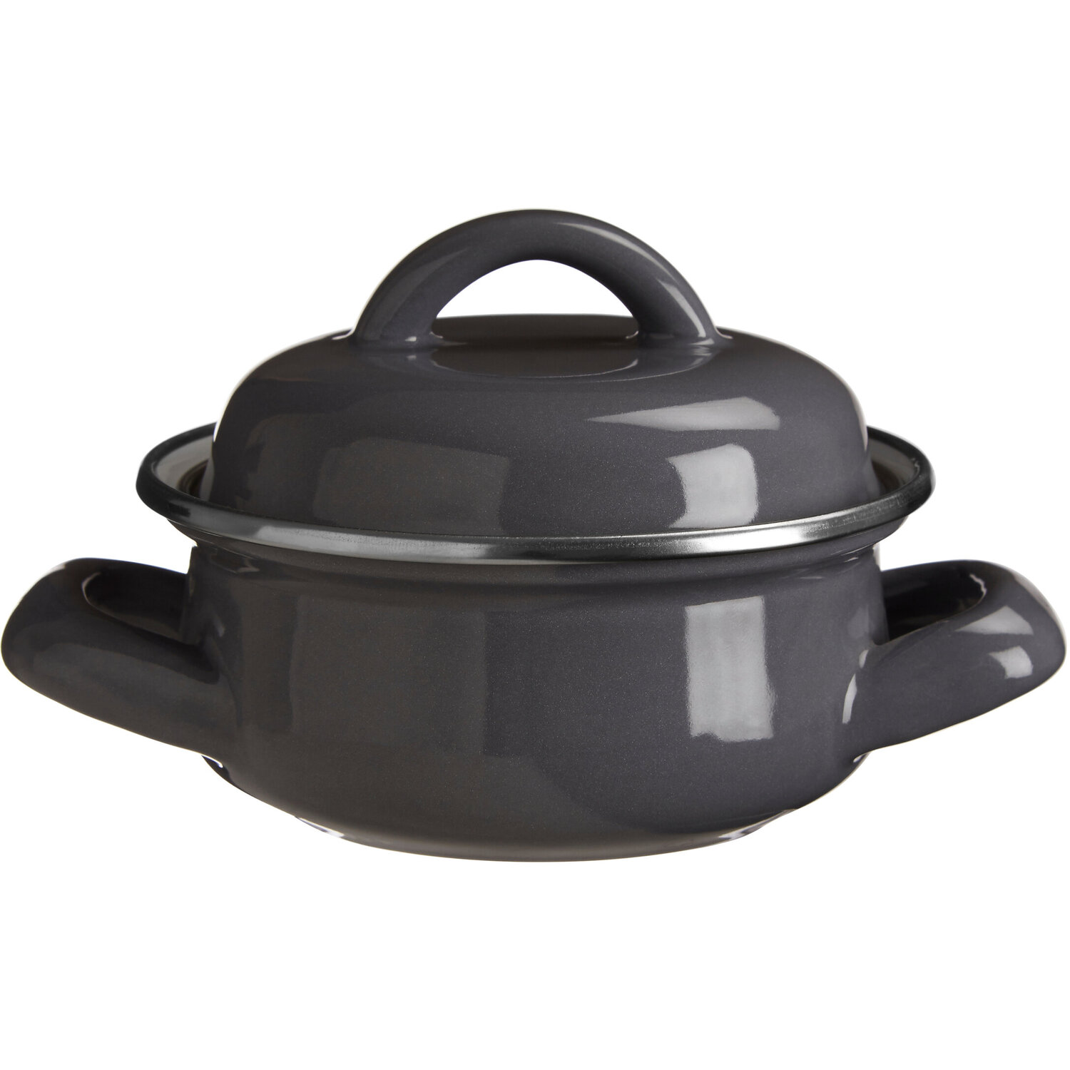 Essentials By Premier Porter Grey Enamel 10Cm Mini Casserole Dish - Grey