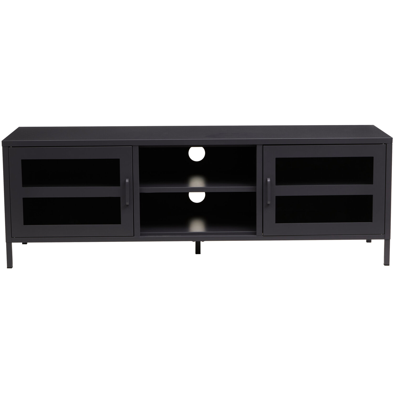 Acier Two Door Black Metal Media Unit - Black