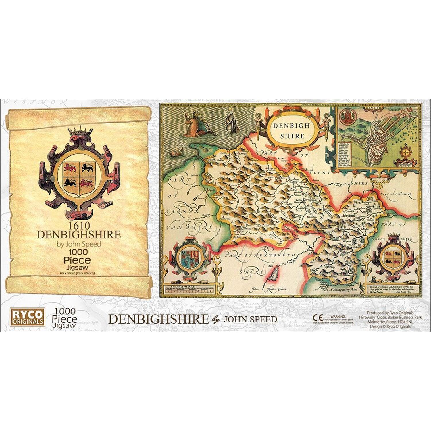 Denbighshire Historical Map 1000 Piece Jigsaw Puzzle (1610)
