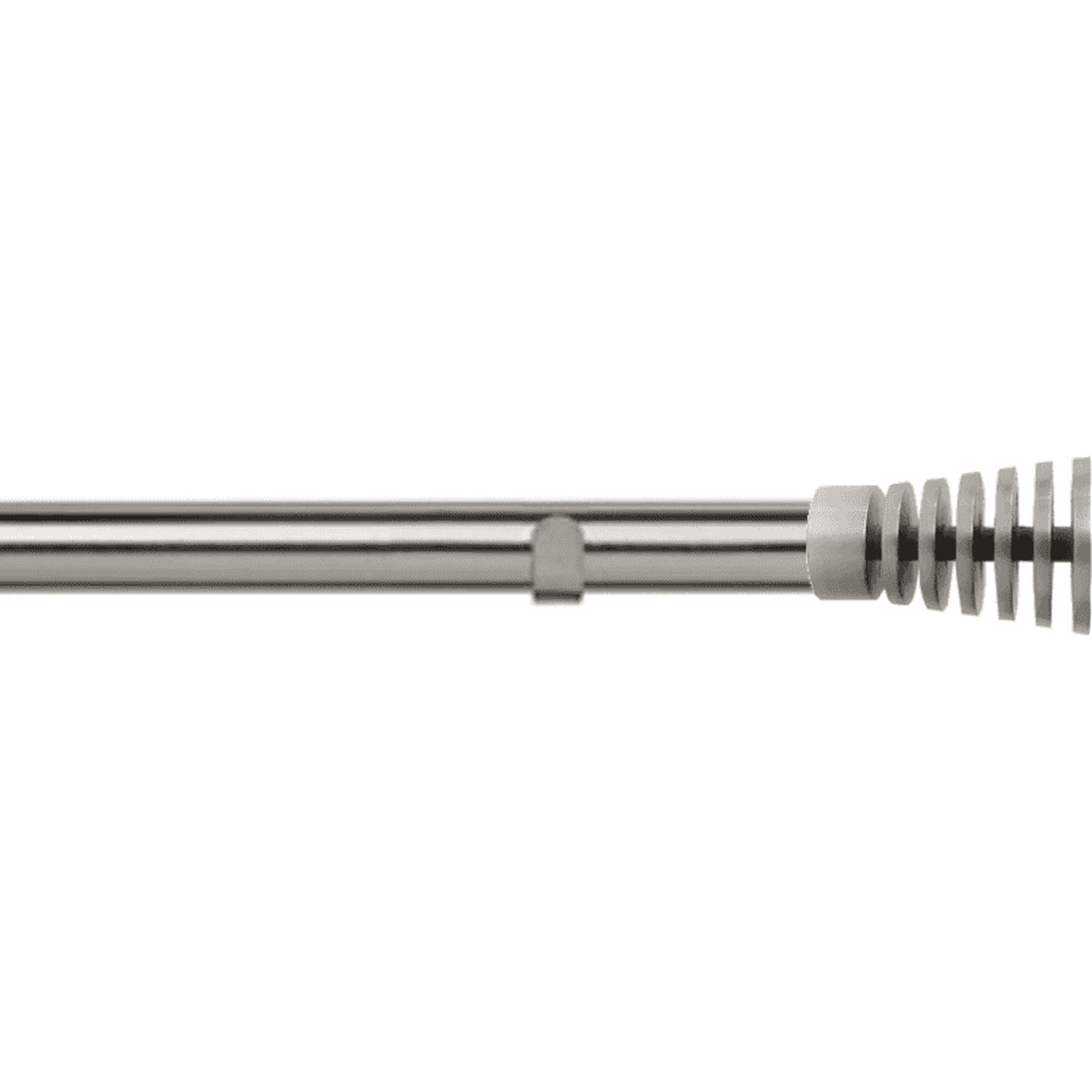 28mm Fixed Length Metal Eyelet Curtain Pole Set - Muse Finial - Satin Silver / 270cm