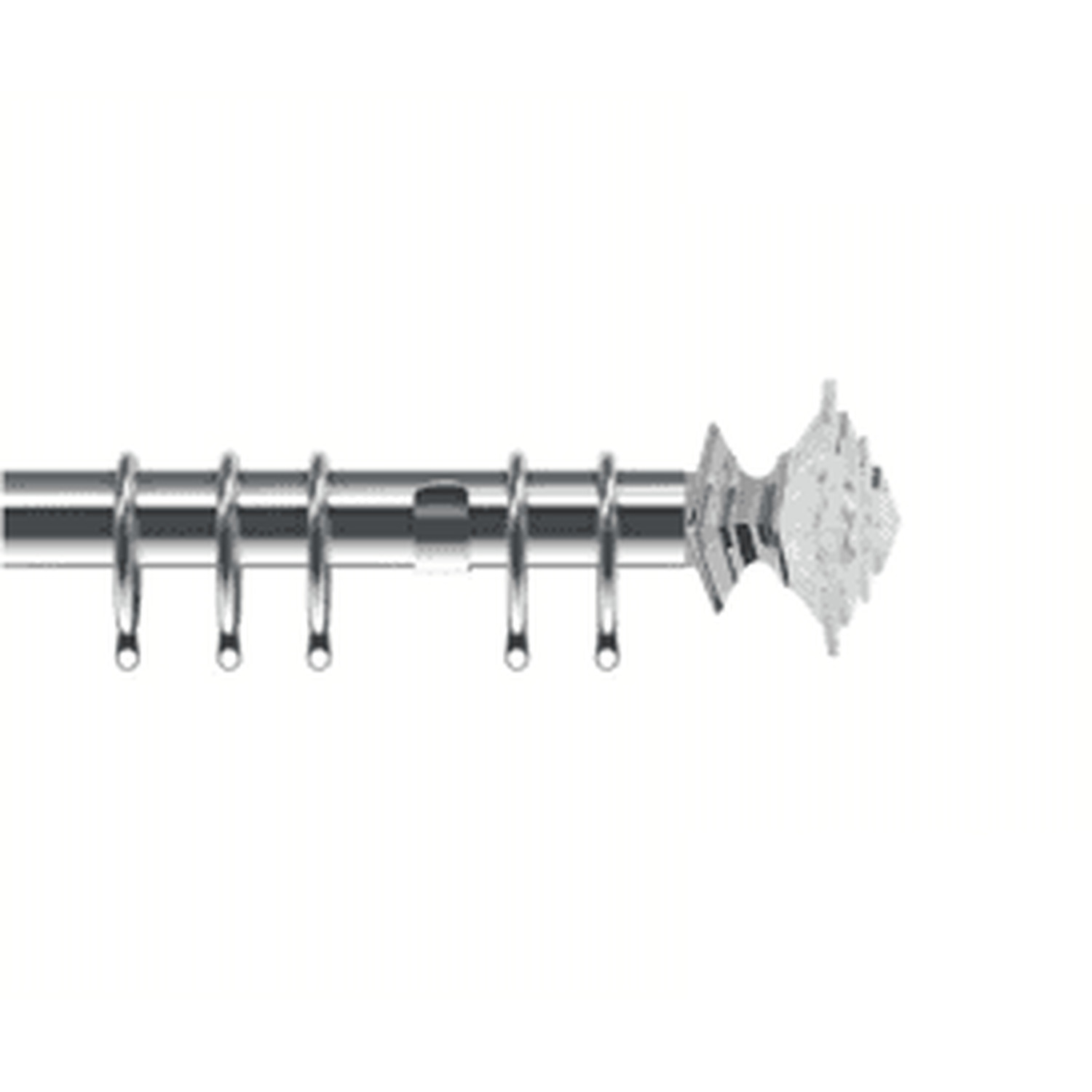 35mm Fixed Length Metal Curtain Pole Set Chrome Luxe Aztec Finial - Chrome / 50cm