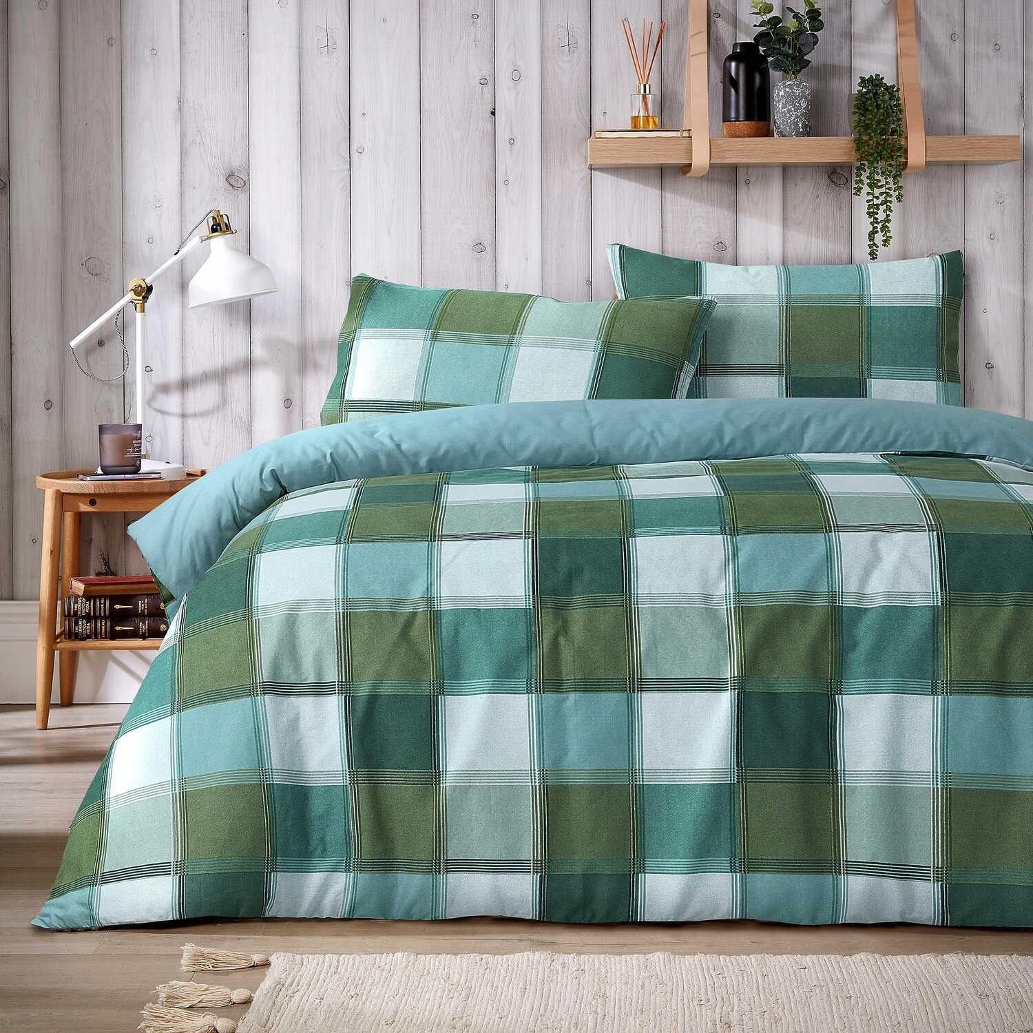 Glencoe Check Duvet Set - Green Double