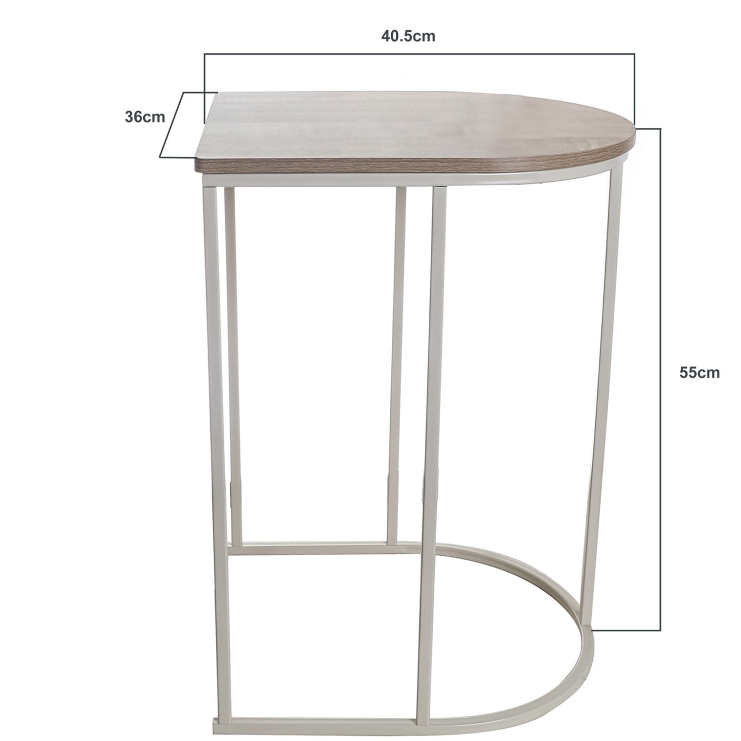 Nest Of 2 Coffee White Metal Wood Woodgrain Side Tables Set - White Brown