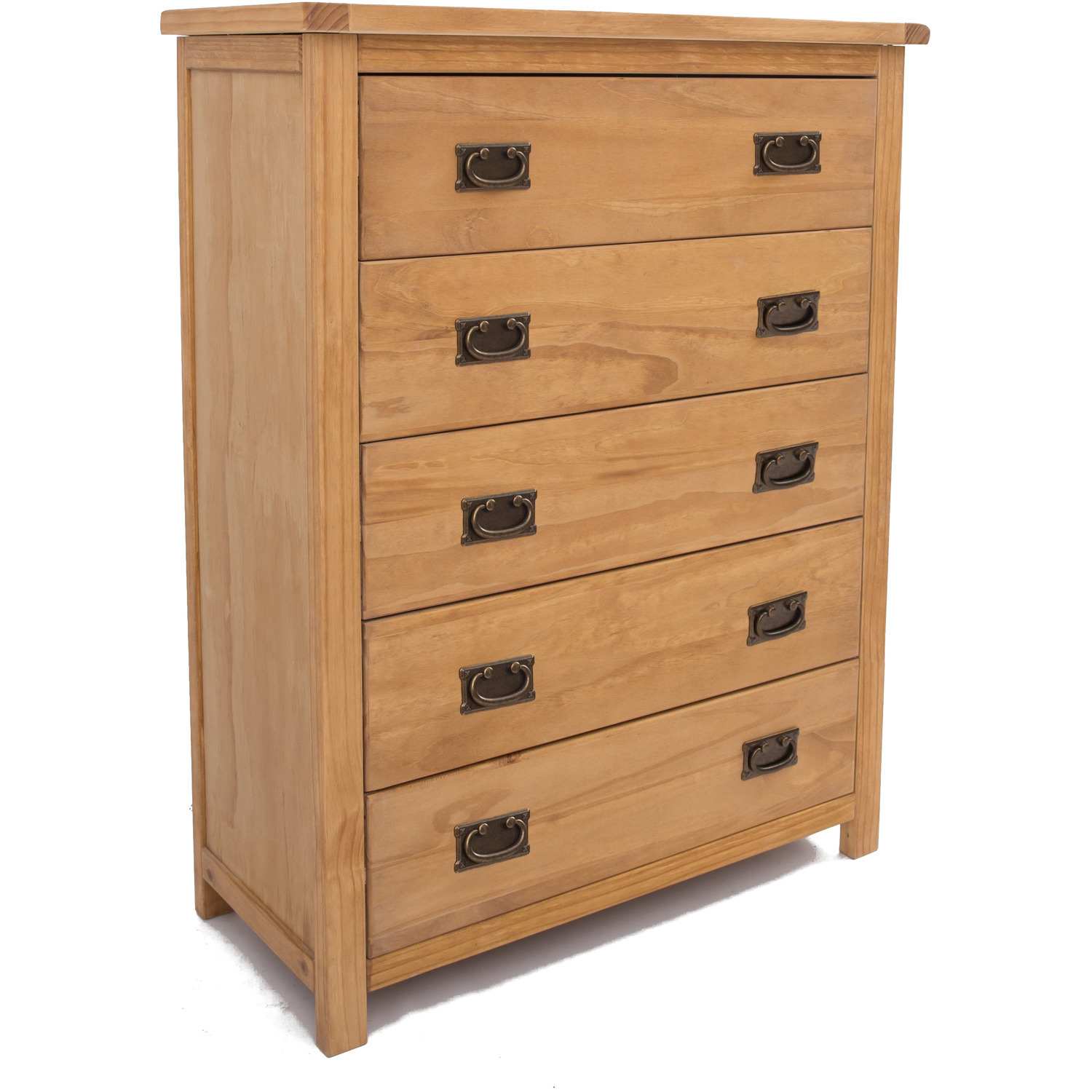 Lugo 5 Drawer Chest - Brown / Brass
