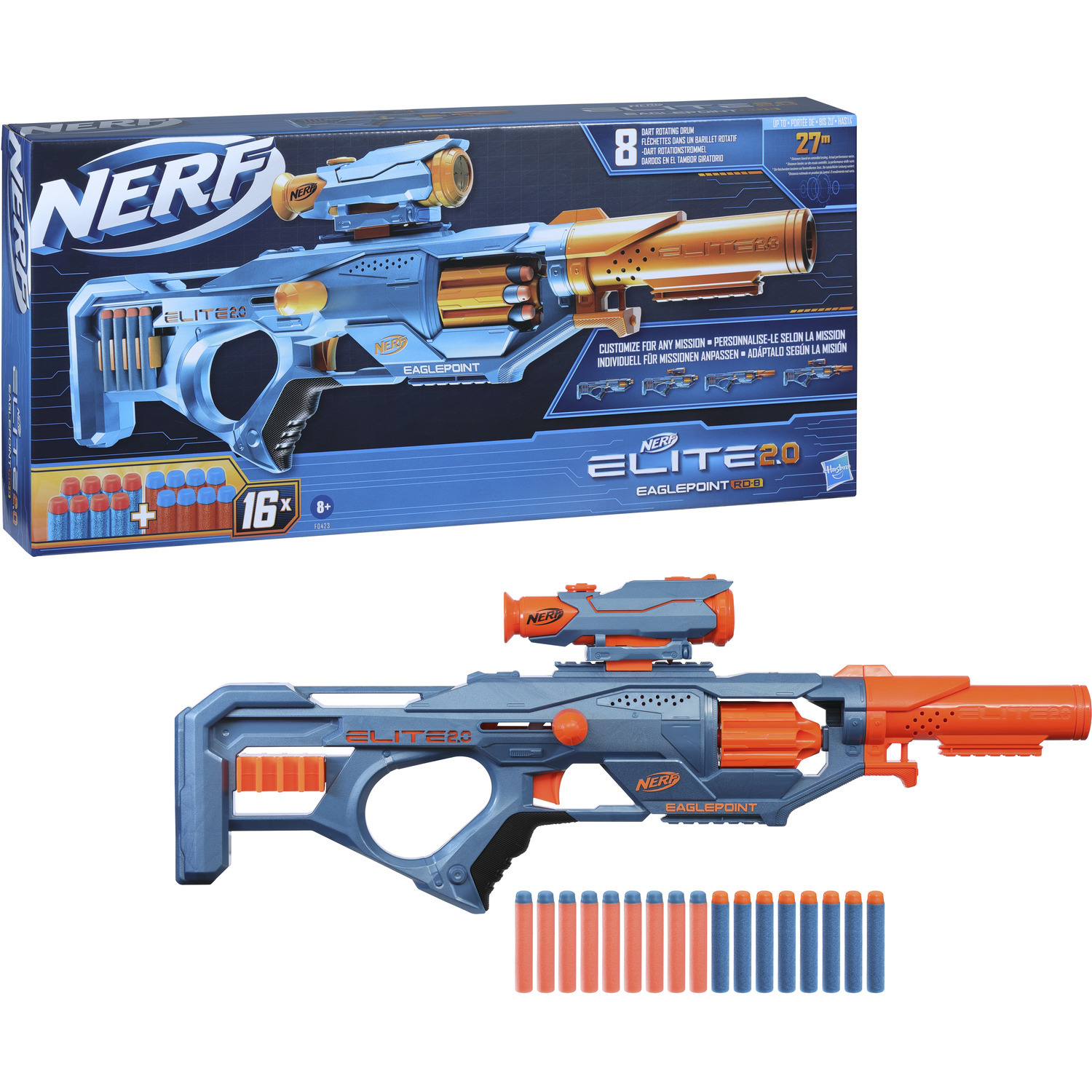 NERF Elite 2.0 Eaglepoint RD-8 Blaster - Orange