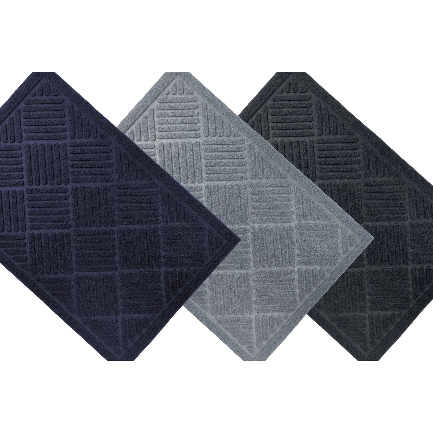 Cross Hatch Front Door Mat - Grey