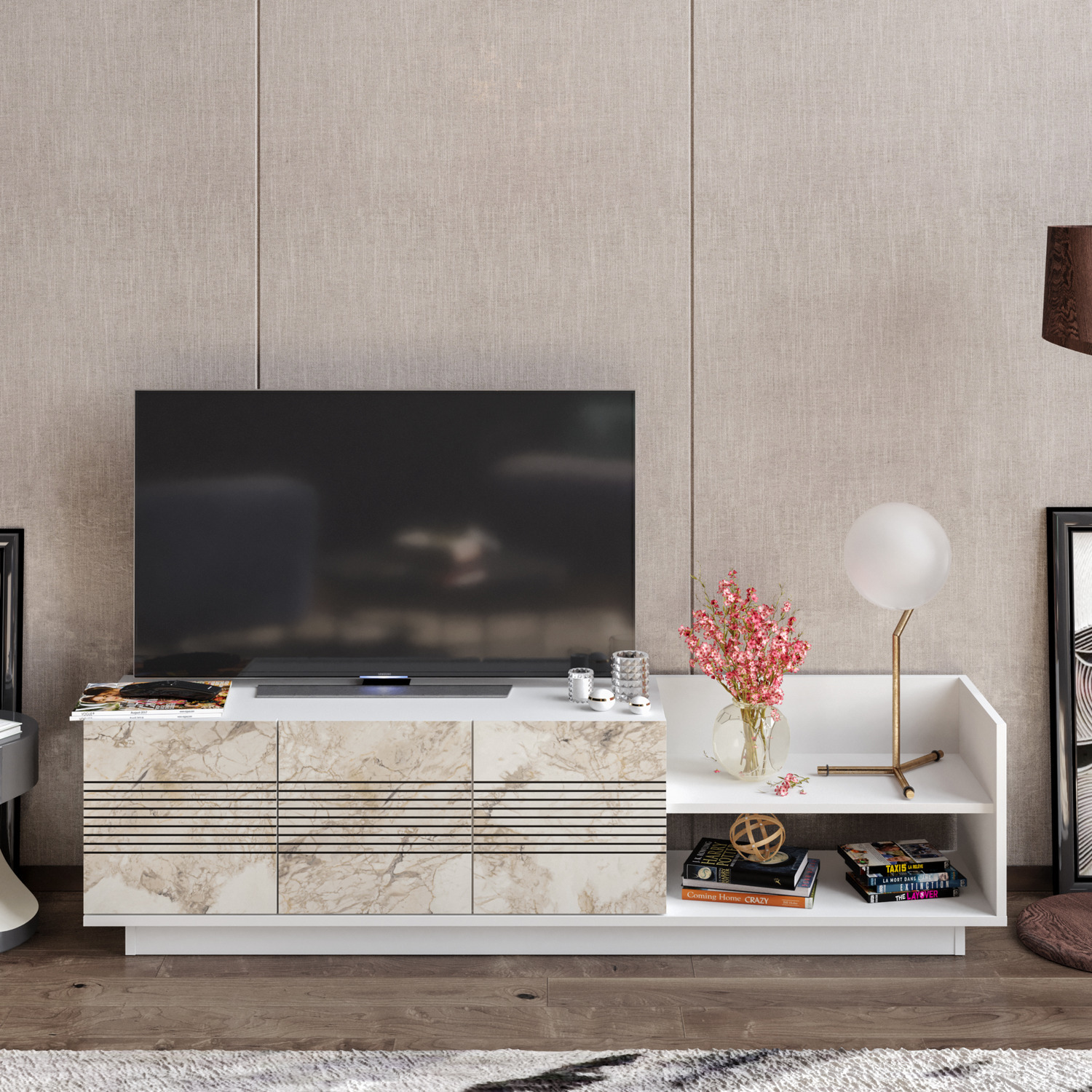 Decorotika Viana Tv Unit - Ephesus And White
