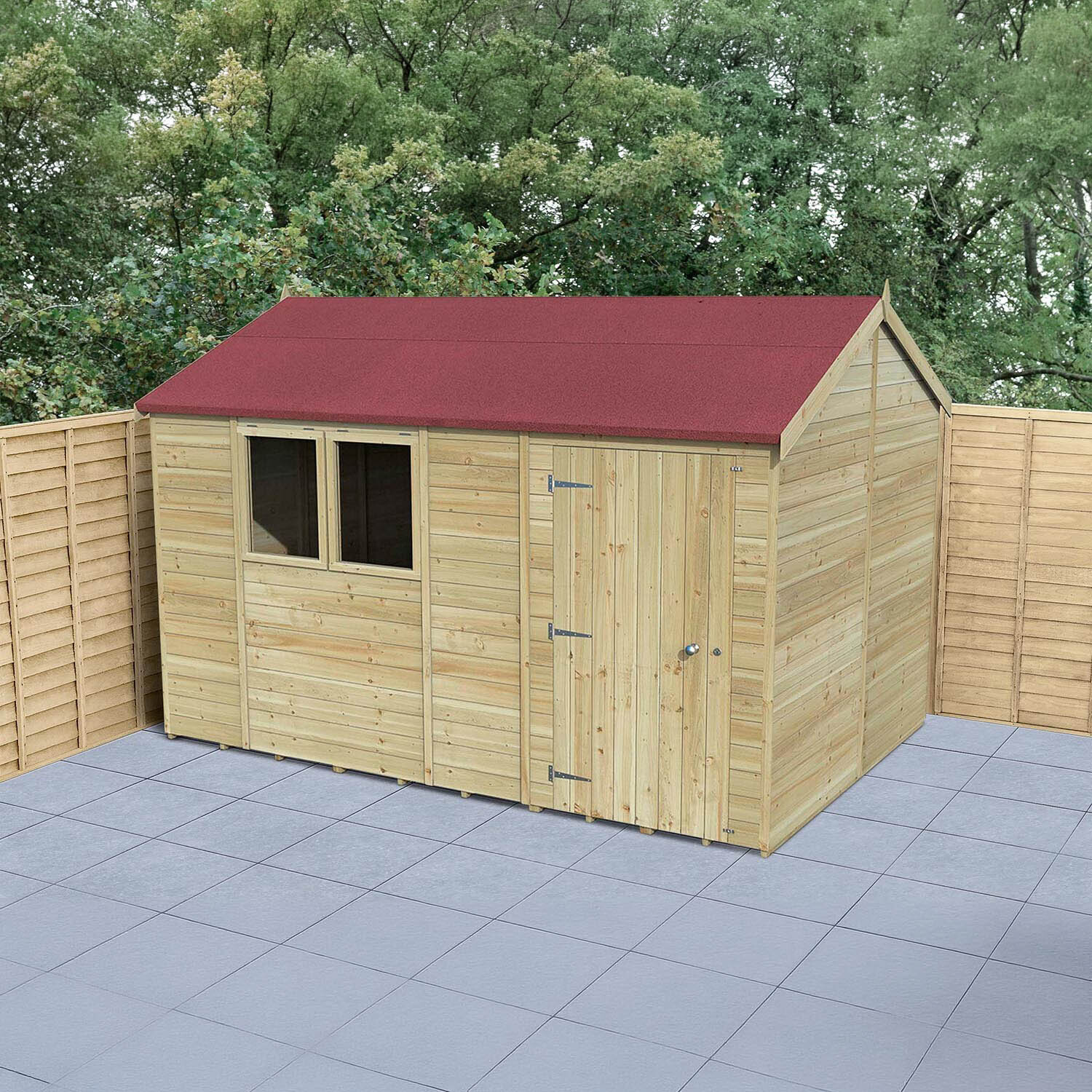 Timberdale T&G Pressure Treated 12x8 Reverse Apex Shed - Without Base