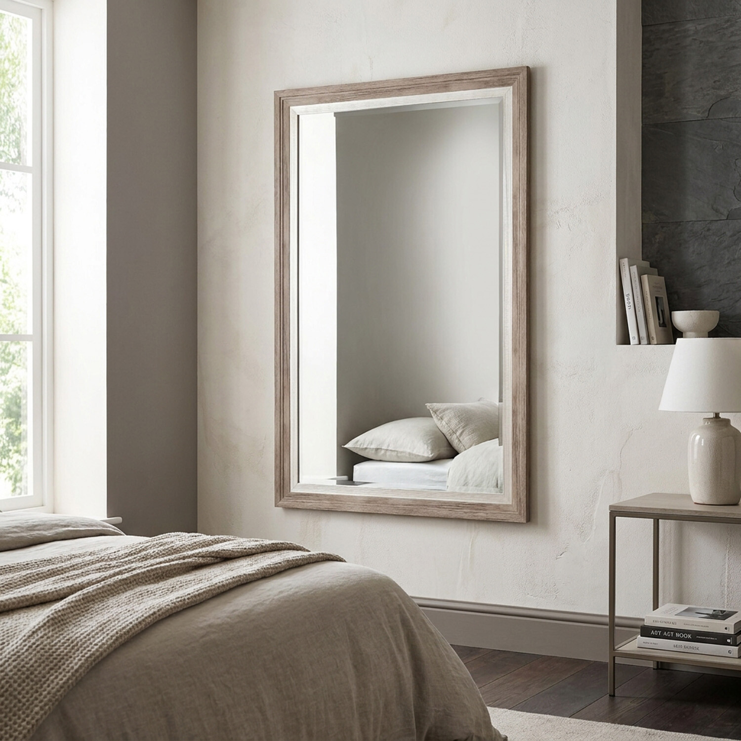 Image of Arbury Stepped Mirror - Brown