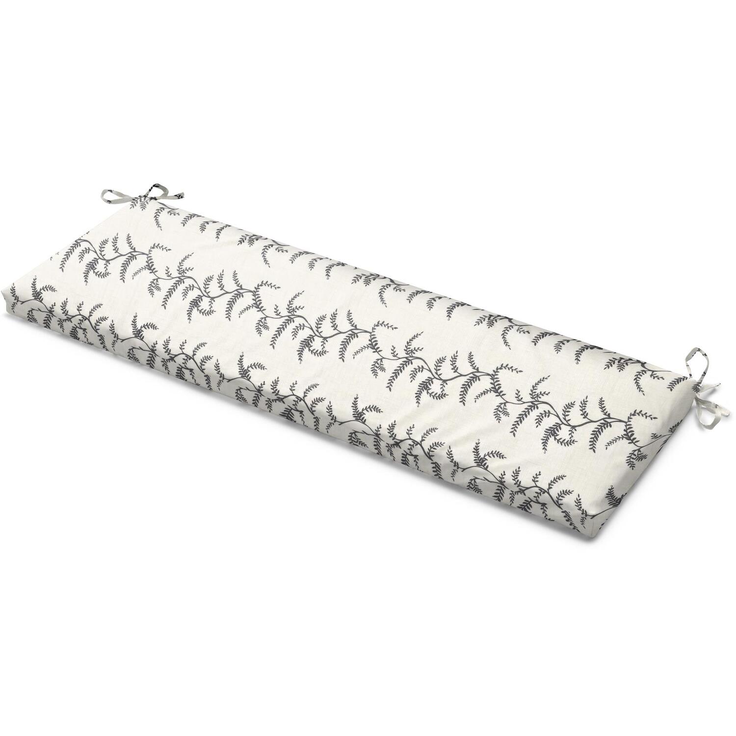 Livinluxury Linen Fern Garden Bench Seat Pad - Grey/White