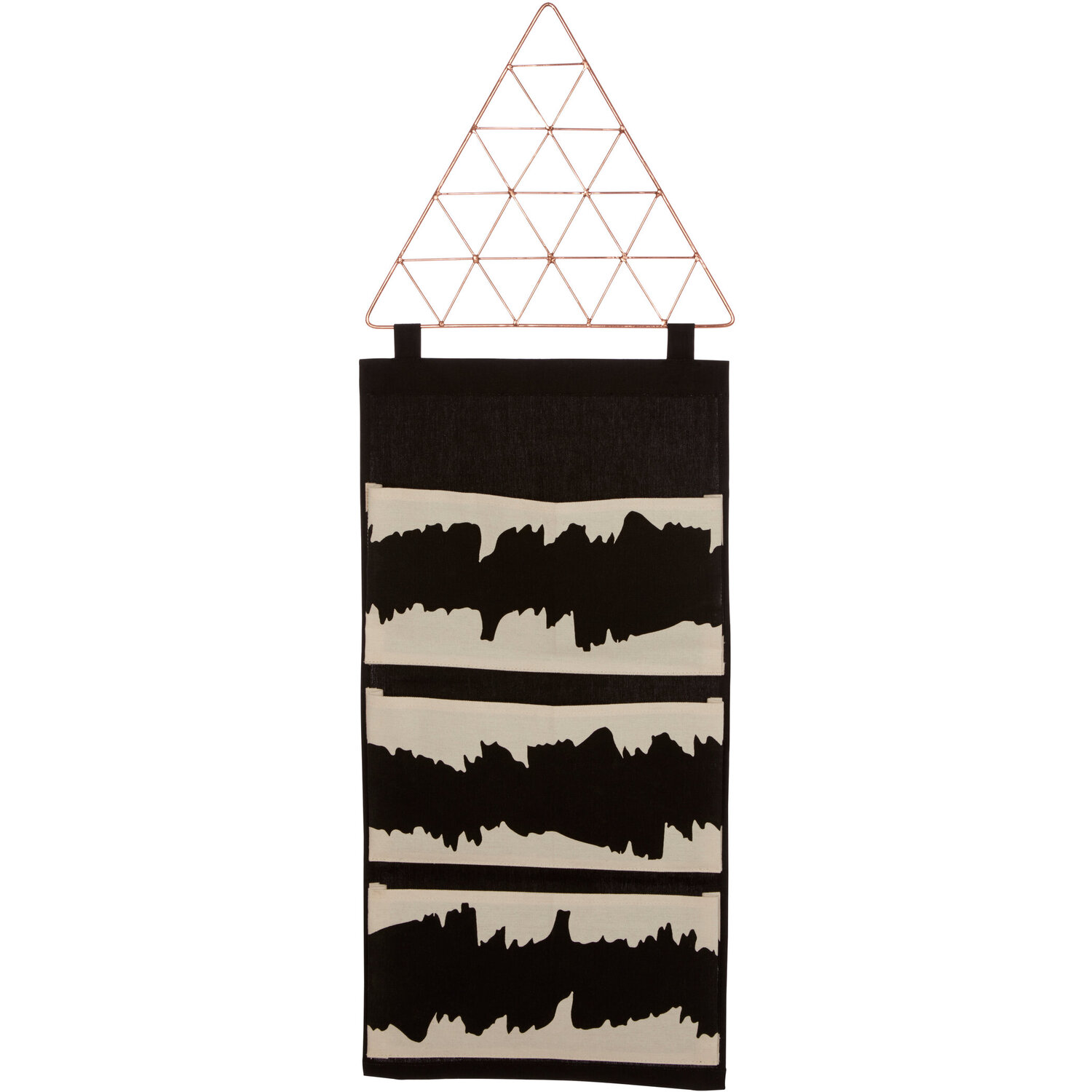 Verti Black Wall Hanging Pocket Organiser - Black, White