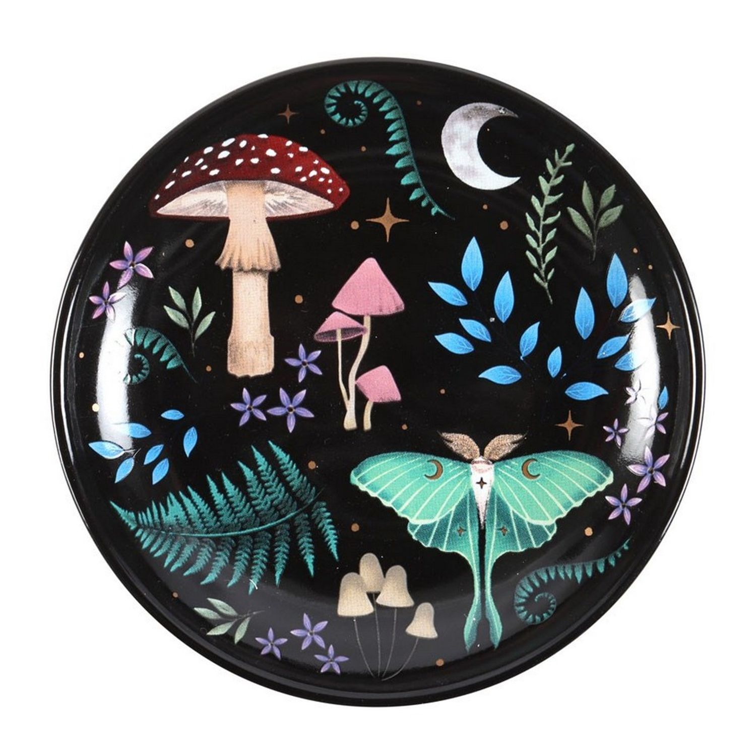  - Something Different Dark Forest Round Trinket Dish Black/multicoloured (One Size) - Image 3