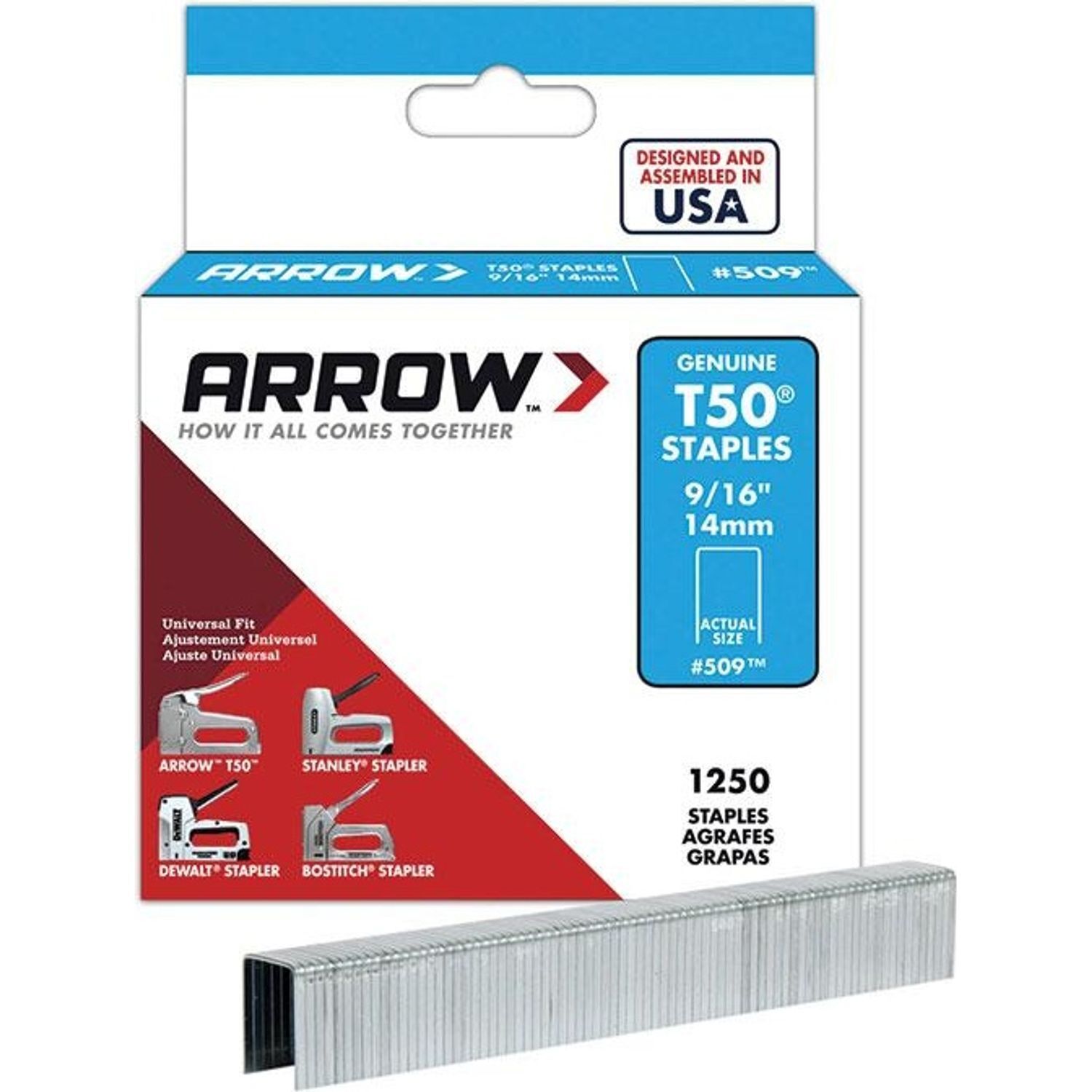 Arrow T50 Staples 14Mm 9/16'' 1250Pk - One Colour