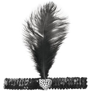 Bristol Novelty Unisex Adults Crystal Heart Flapper Headband