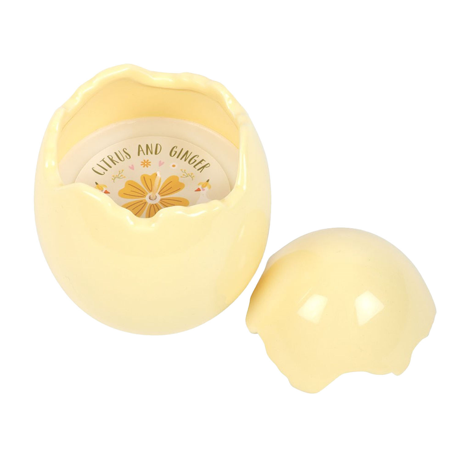Something Different Citrus & Ginger Egg Shaped Scented Candle - Yellow