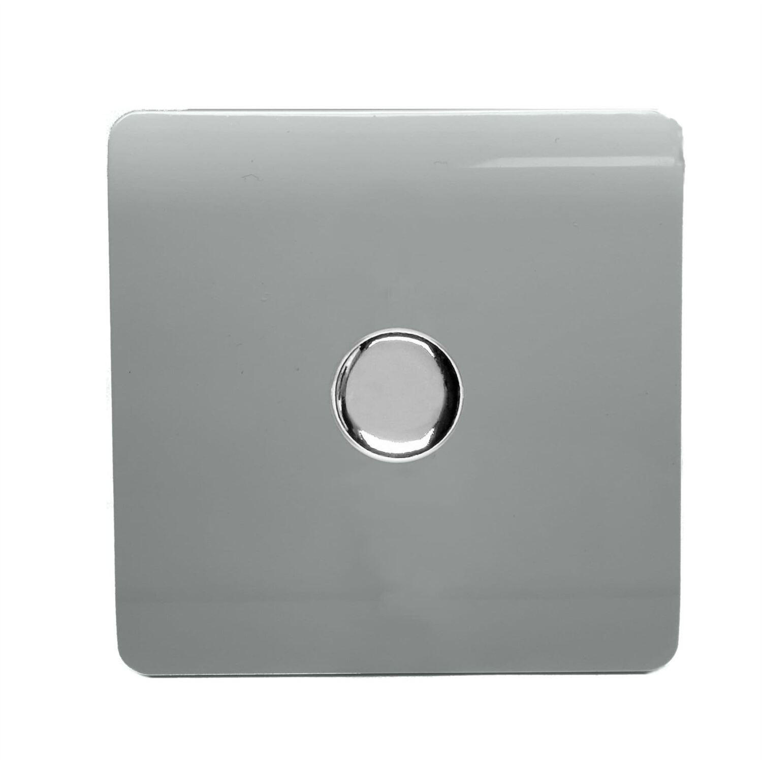 Trendi Switch Trendi 1 Gang 2 Way 100W Led Dimmer Screwless 10 Amp Light Switch - Platinum Silver