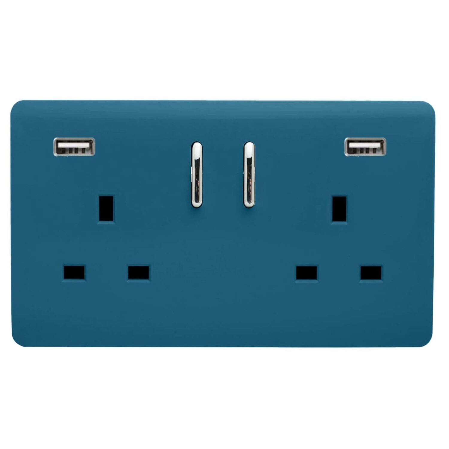 Trendi Switch 2 Gang USB Switched Plug Socket - Ocean Blue - Size 2 - Image 3