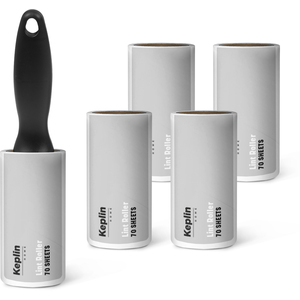 KEPLIN Lint Roller, 5 Sticky Replacement Heads & 1 Handle (5 Pack/400 Sheets)