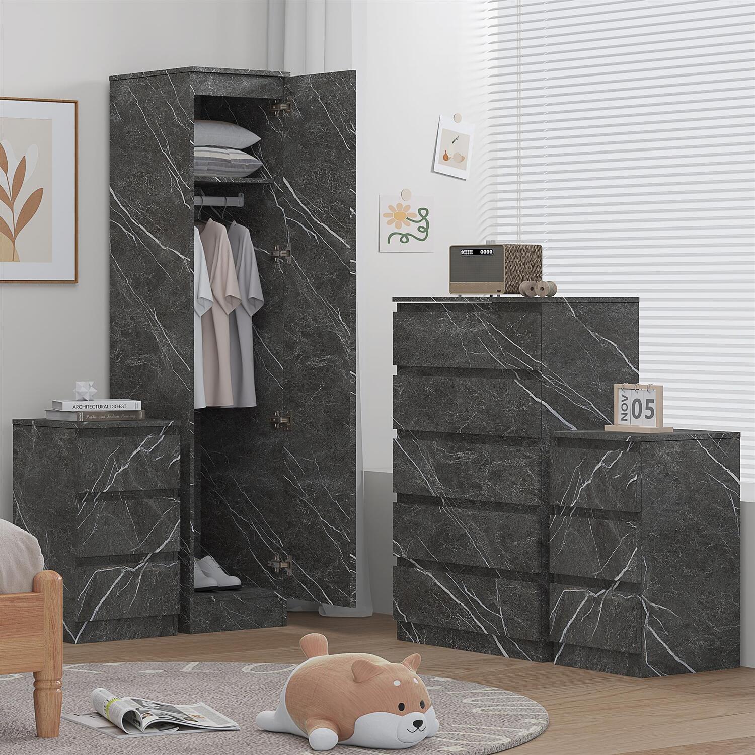 Zita Marble Effect Bedroom Set