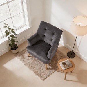 Charcoal Arta Modern Plush Accent Occasional Armchair shot 16121769