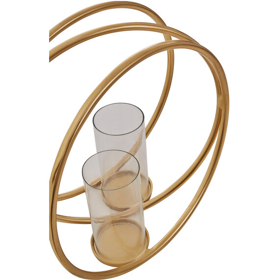 Aura Large Gold Finish Double Candle Holder