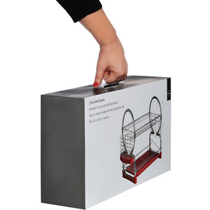 Laurie 2 Tier Dish Drainer with Red Plastic Tray