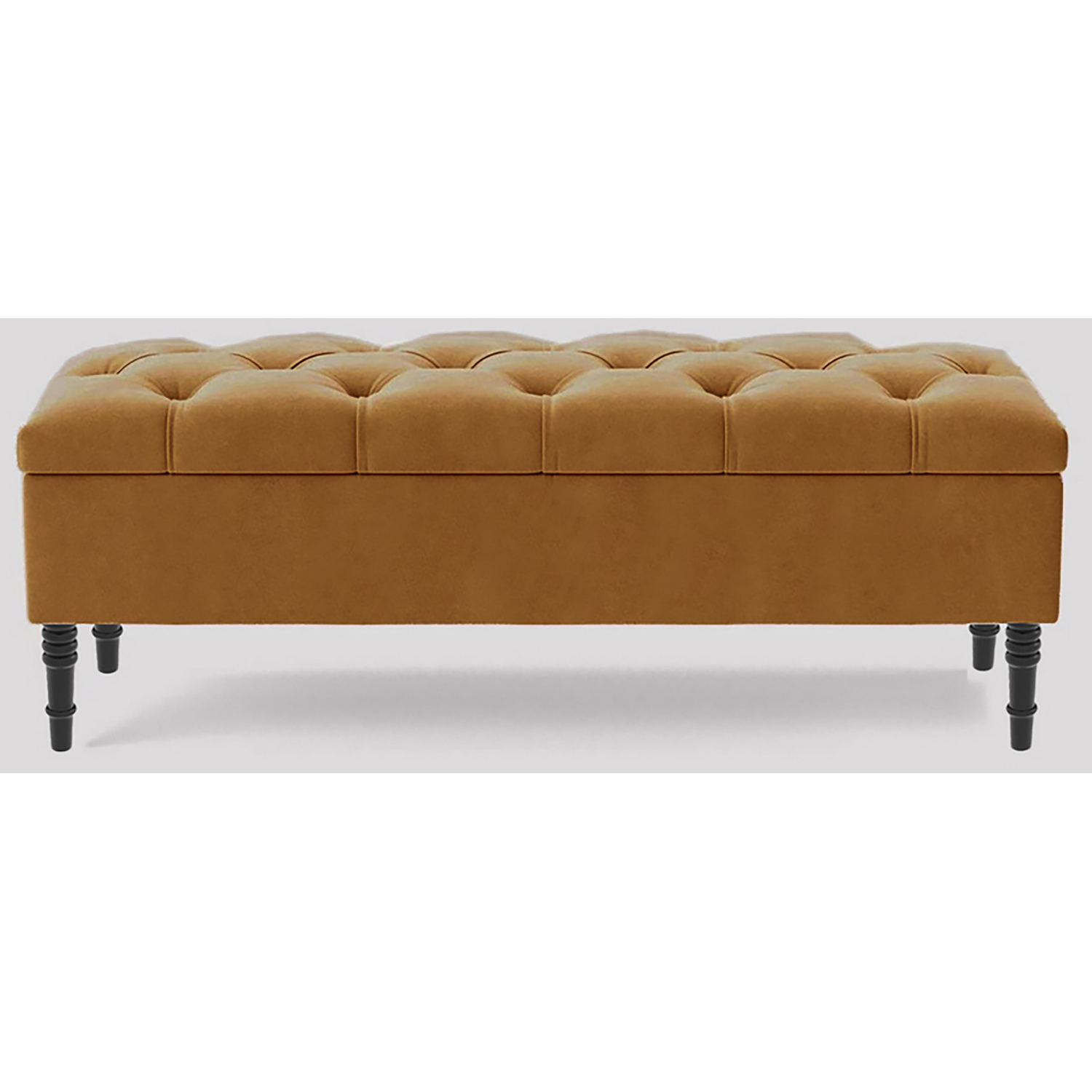 R&M Furnishers 150Cm Chesterfield Ottoman Storage Bench, Steel Grey Tufted Upholstered Velvet Ottoman Footstool - Mink Plush Velvet