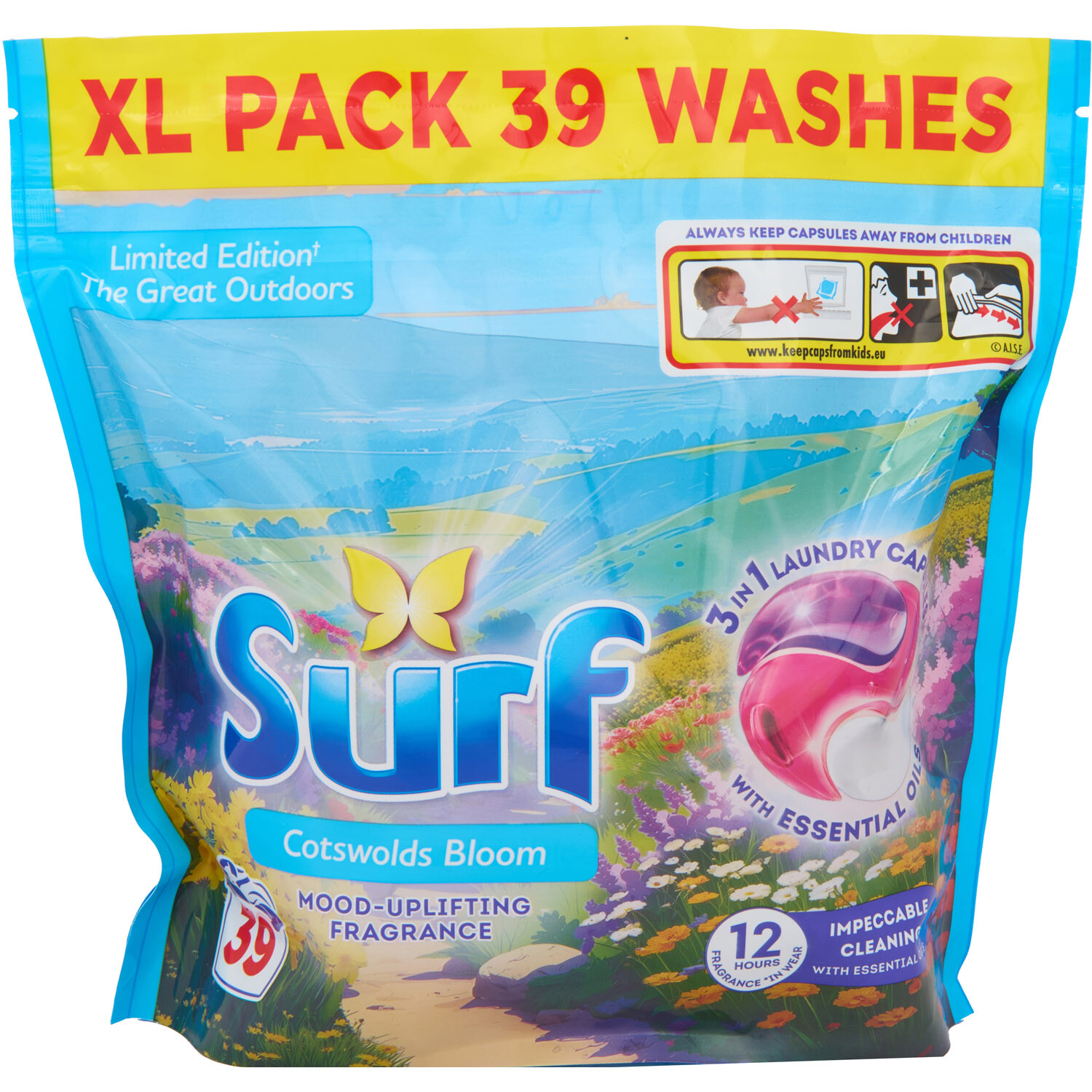 Surf 3 in 1 Cotswolds Bloom Laundry Washing Detergent Capsules 39 Washes Assorted Packs