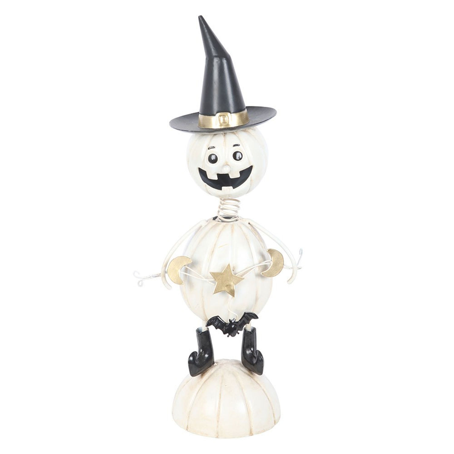 Something Different Metal Pumpkin Man Ornament - White/Black