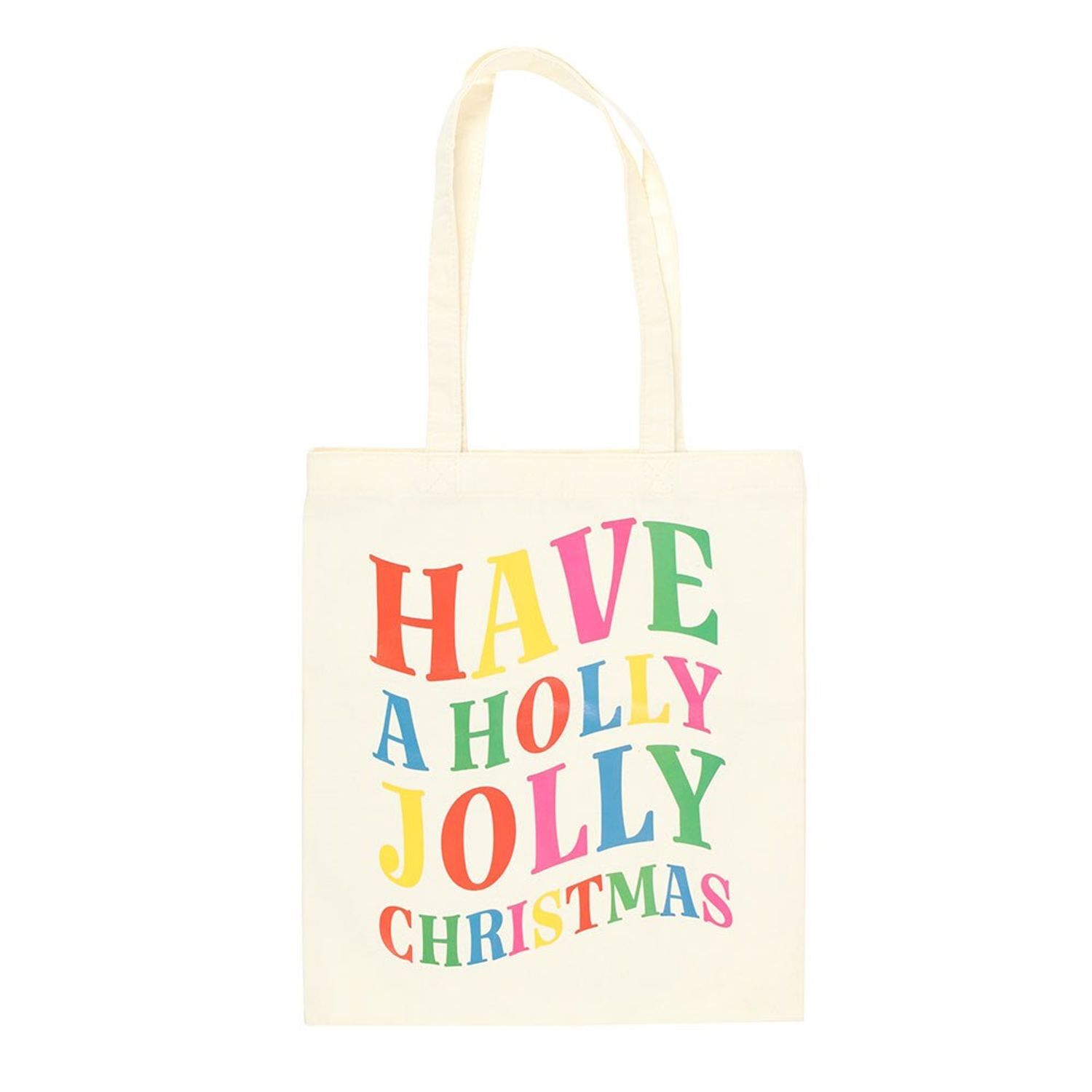 Something Different Have A Holly Jolly Christmas Polyester Tote Bag - White