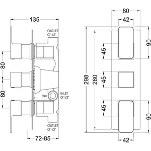 Empire Triple Thermostatic Valve