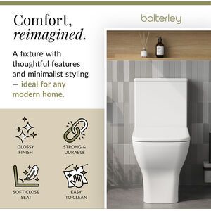 Rimless Toilet Pan, Cistern and Soft Close Seat - 790mm x 375mm x 612mm