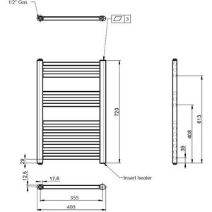 Balterley Ellastone Contemporary Electric Vertical Round Towel Rail - BHEL153