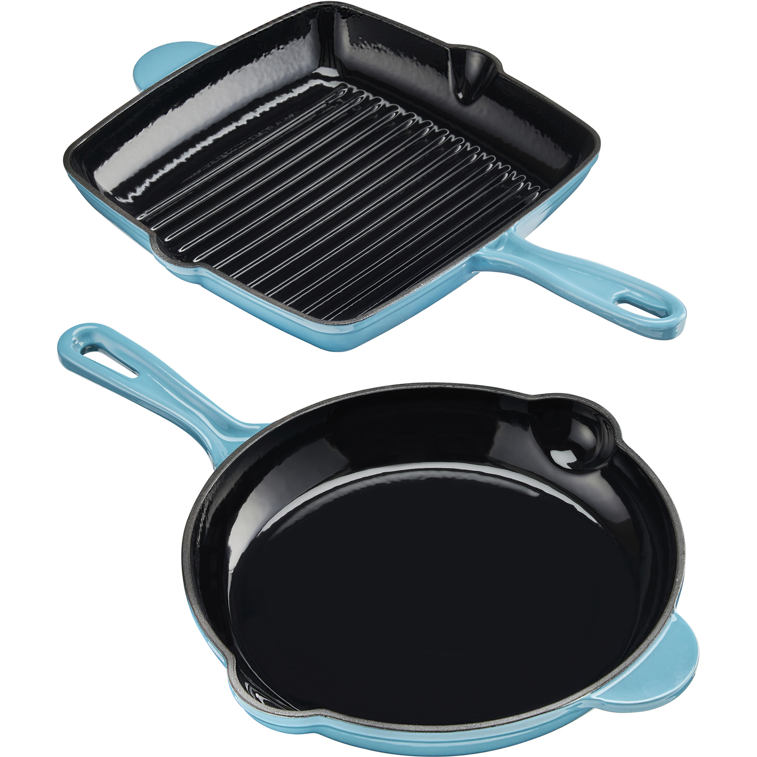 Cooks Professional Unisex Teal 2 Piece Cast Iron Frying Pan & Skillet Set With Enamel Interior In | : Size 6 Pack - Image 2