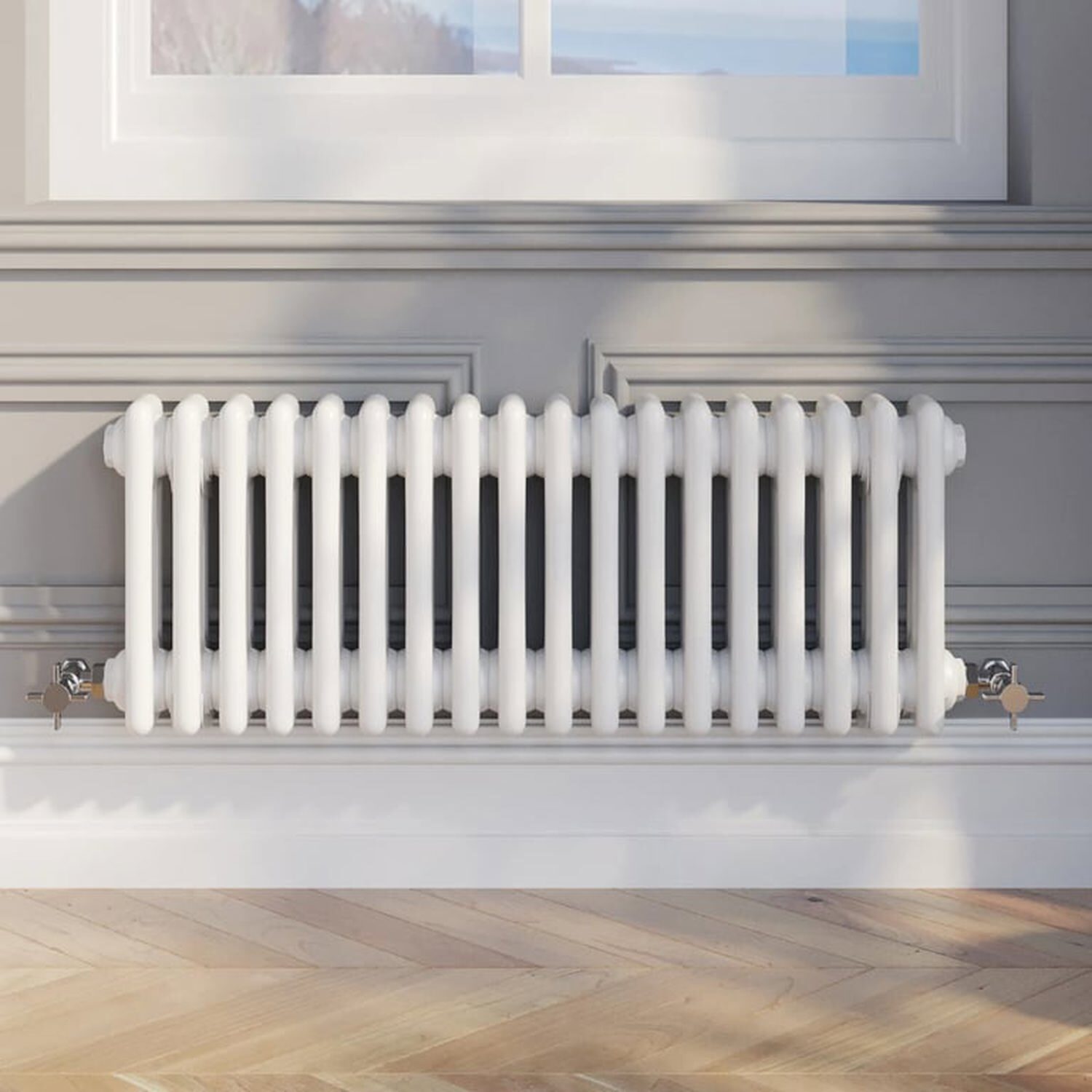 Temprazo Traditional Colosseum Double Bar Column Radiator White 300 X 605Mm - White / 830Mm / 300Mm / 100Mm