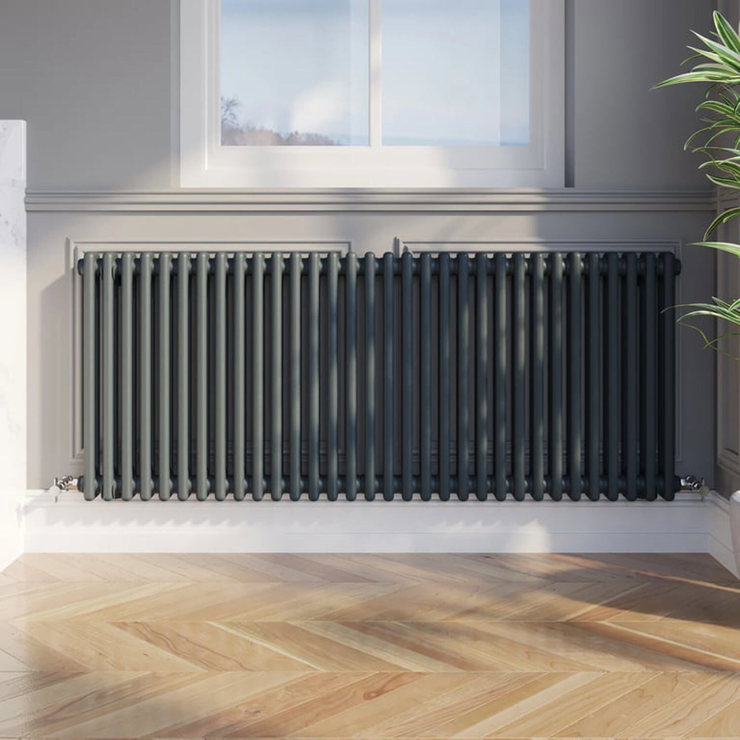 Temprazo Traditional Colosseum Double Bar Column Radiator Anthracite 300 X 1190Mm - Anthracite / 1460Mm / 600Mm / 70Mm