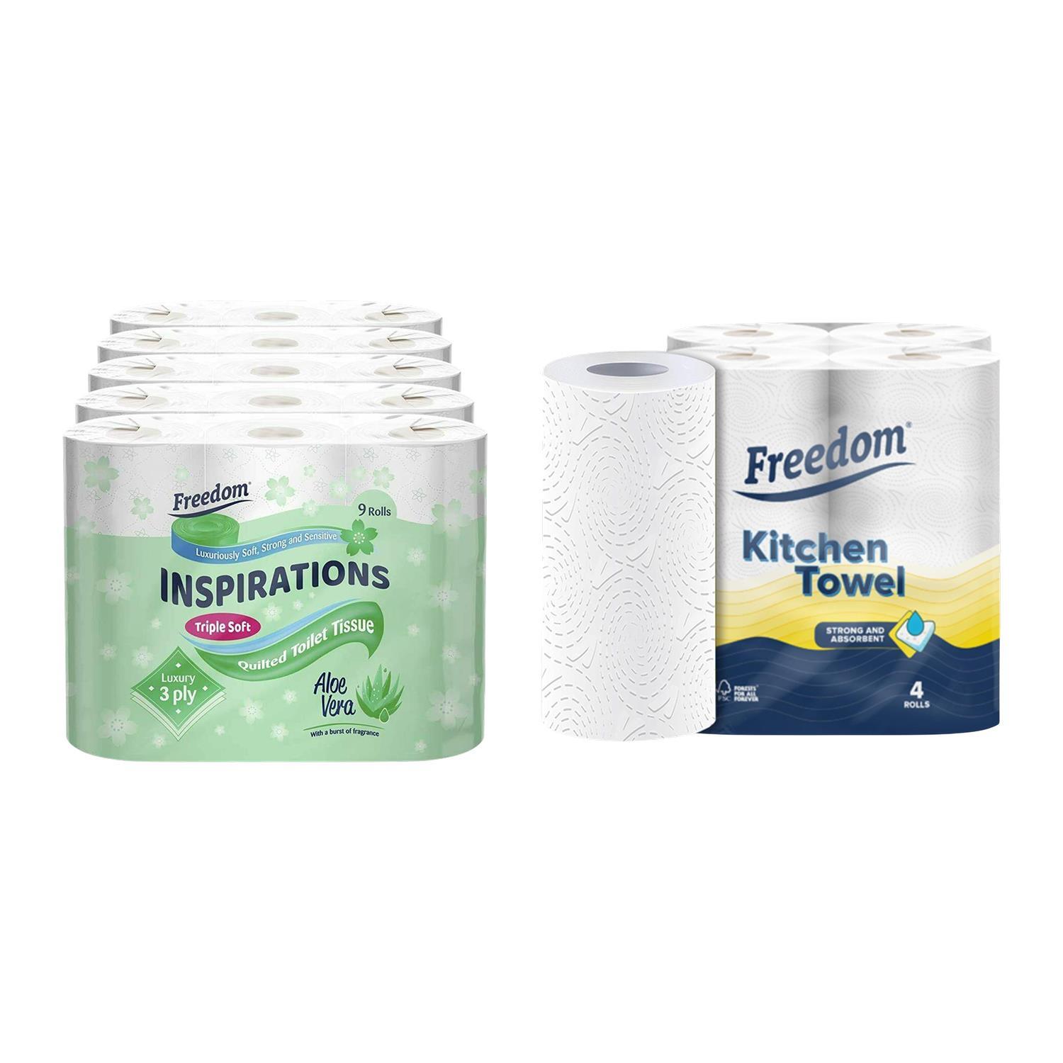 Freedom Aloe Vera Toilet Paper 3 Ply 24 Rolls - Kitchen Towel 2 Ply - Image 3