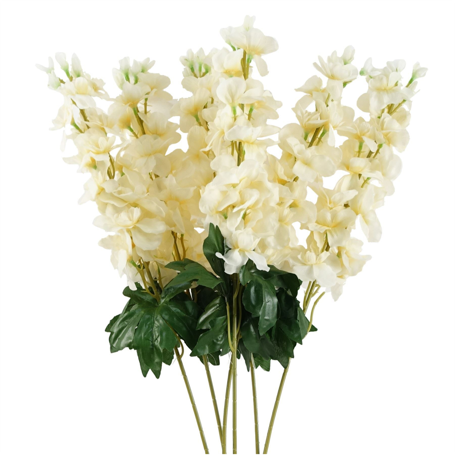 Pack Of 6 Cream Delphinium Silk Flower Stems - Cream