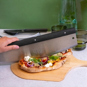 Stainless Steel Pizza Cutter Rocker Blade with Black Handle